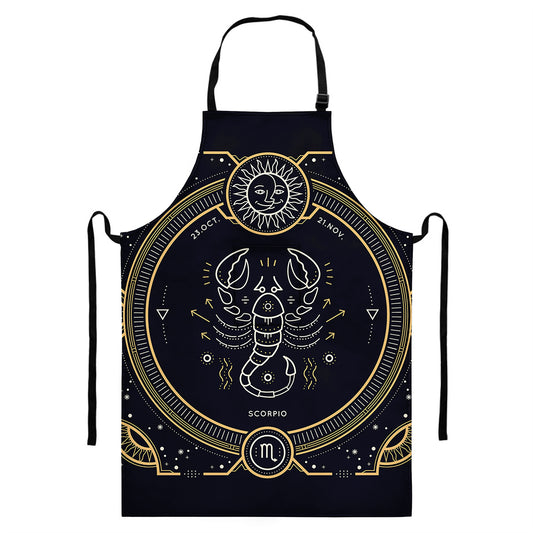 Vintage Scorpio Zodiac Sign Print Bib Apron With Pocket