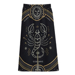Vintage Scorpio Zodiac Sign Print Cotton Front Slit Maxi Skirt