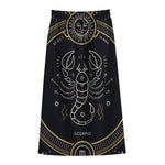 Vintage Scorpio Zodiac Sign Print Cotton Front Slit Maxi Skirt