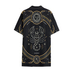 Vintage Scorpio Zodiac Sign Print Cotton Hawaiian Shirt