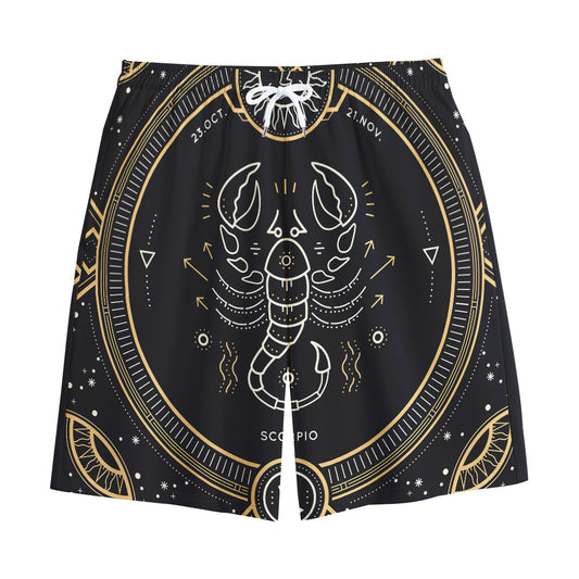 Vintage Scorpio Zodiac Sign Print Cotton Shorts