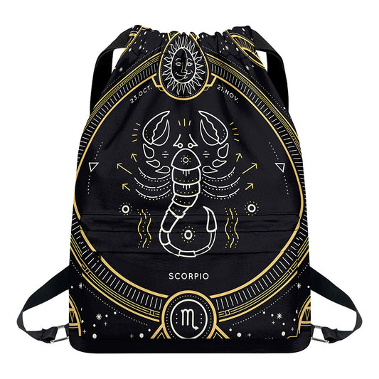 Vintage Scorpio Zodiac Sign Print Drawstring Backpack