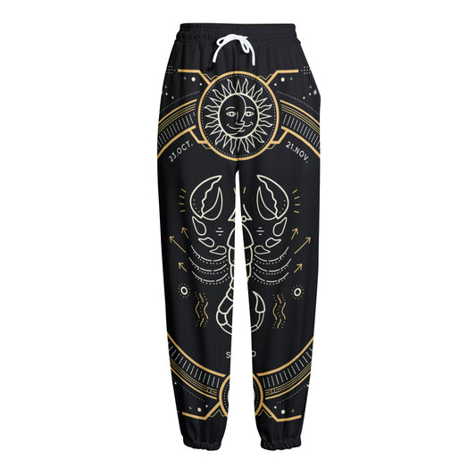 Vintage Scorpio Zodiac Sign Print Fleece Lined Knit Pants