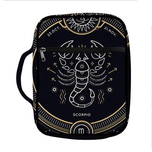 Vintage Scorpio Zodiac Sign Print Front Pocket Bible Bag