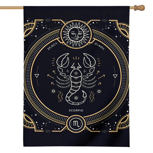 Vintage Scorpio Zodiac Sign Print House Flag