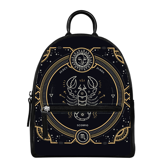 Vintage Scorpio Zodiac Sign Print Leather Backpack