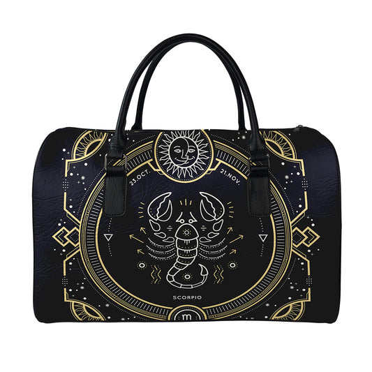 Vintage Scorpio Zodiac Sign Print Leather Duffle Bag