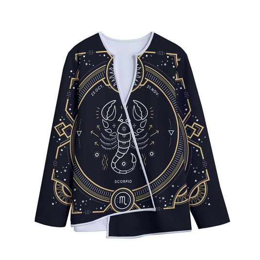 Vintage Scorpio Zodiac Sign Print Long Sleeve Short Coat
