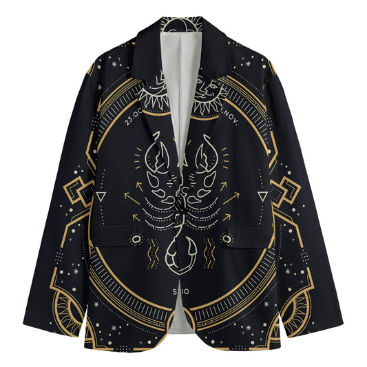 Vintage Scorpio Zodiac Sign Print Men's Cotton Blazer