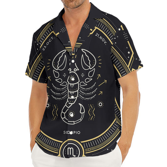 Vintage Scorpio Zodiac Sign Print Men's Deep V-Neck Shirt