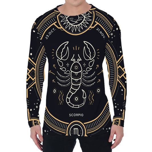 Vintage Scorpio Zodiac Sign Print Men's Long Sleeve T-Shirt
