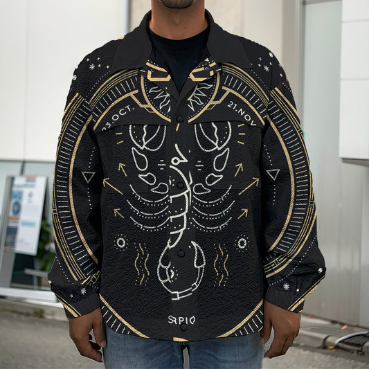 Vintage Scorpio Zodiac Sign Print Men's Shirt Jacket