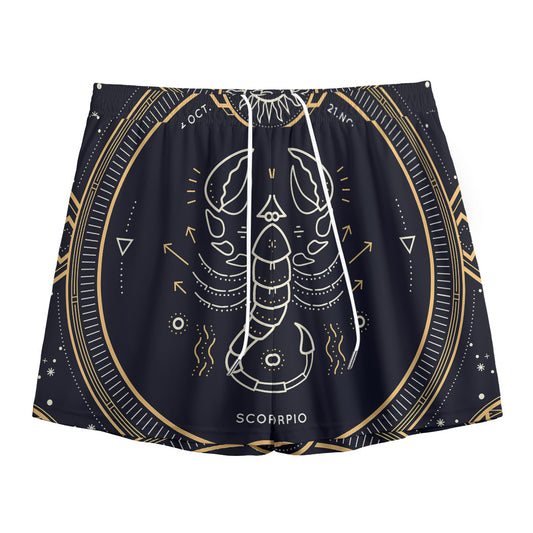 Vintage Scorpio Zodiac Sign Print Mesh Shorts