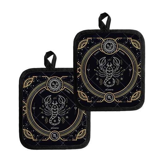 Vintage Scorpio Zodiac Sign Print Pot Holders
