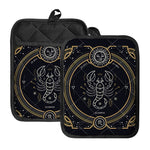 Vintage Scorpio Zodiac Sign Print Pot Holders With Pocket