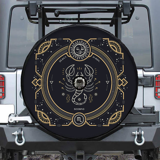 Vintage Scorpio Zodiac Sign Print Tire Cover With Camera Hole