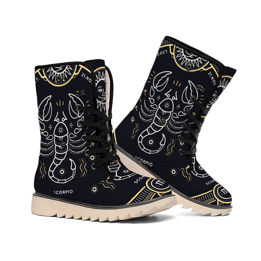 Vintage Scorpio Zodiac Sign Print Winter Boots