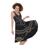 Vintage Scorpio Zodiac Sign Print Women's Sleeveless Dress