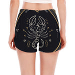 Vintage Scorpio Zodiac Sign Print Women's Split Running Shorts