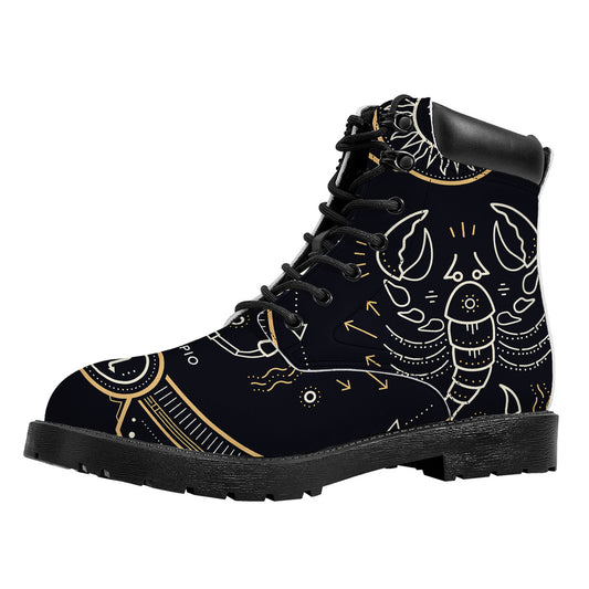 Vintage Scorpio Zodiac Sign Print Work Boots