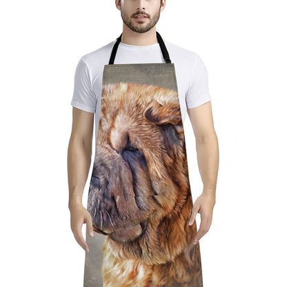 Vintage Shar Pei Print Bib Apron With Pocket