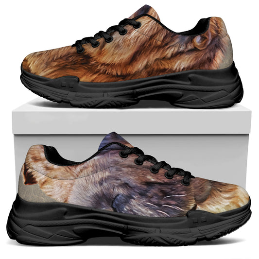 Vintage Shar Pei Print Black Chunky Shoes