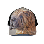 Vintage Shar Pei Print Black Mesh Trucker Cap