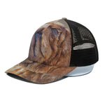 Vintage Shar Pei Print Black Mesh Trucker Cap