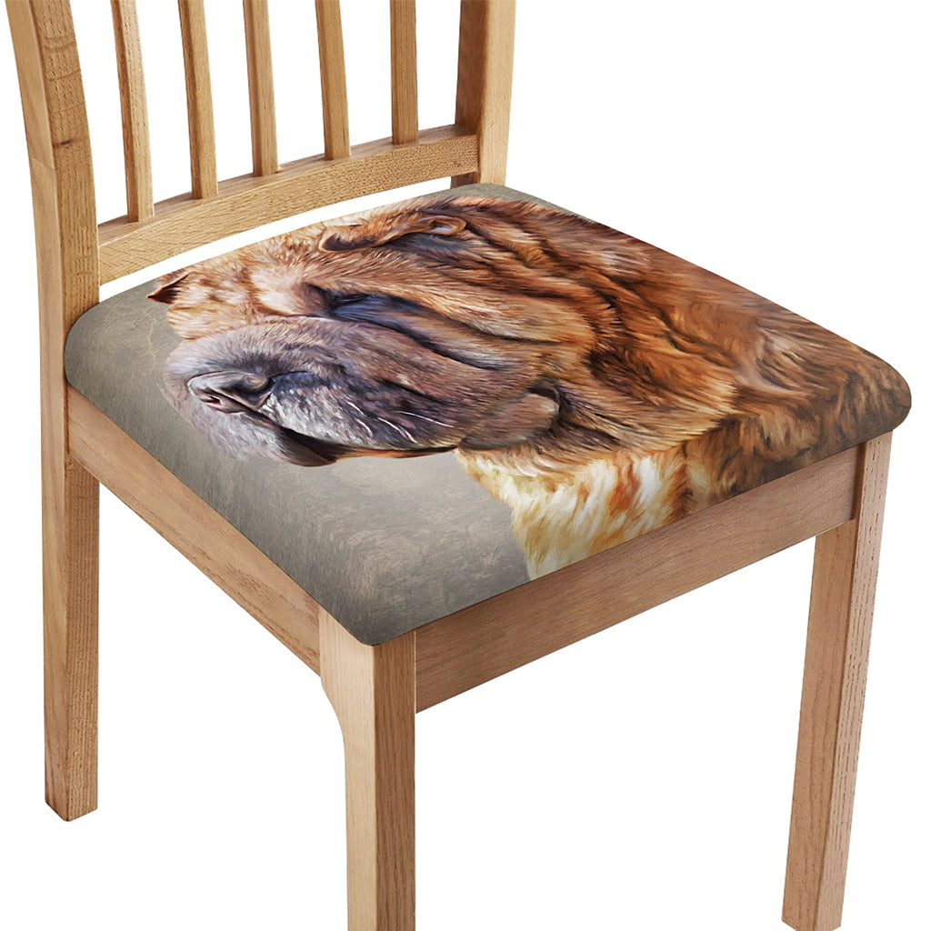 Vintage Shar Pei Print Chair Cushion Cover