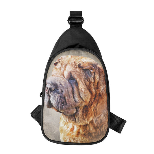 Vintage Shar Pei Print Chest Bag