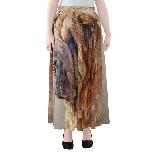 Vintage Shar Pei Print Chiffon Maxi Skirt