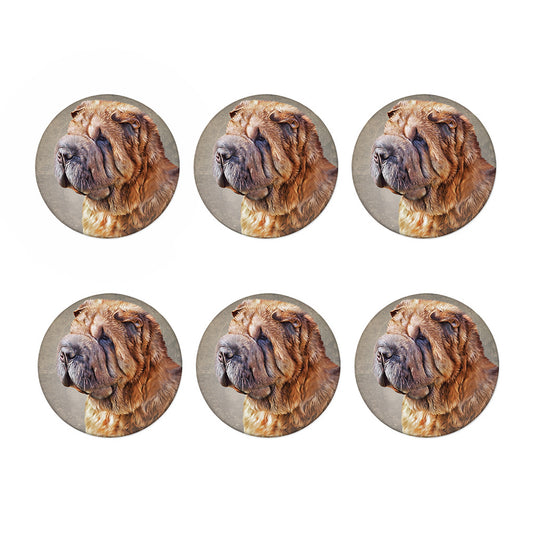 Vintage Shar Pei Print Coaster Set