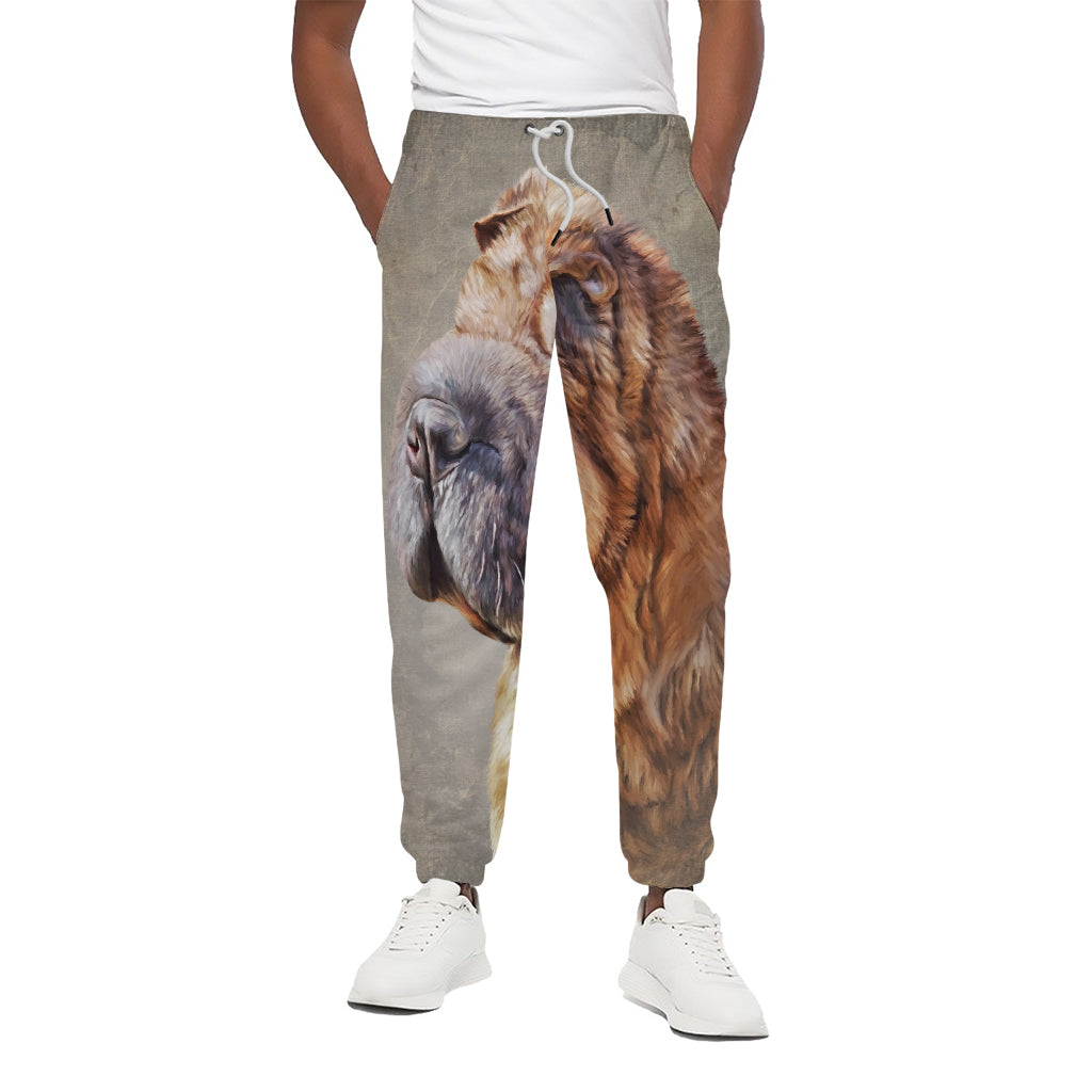Vintage Shar Pei Print Cotton Pants