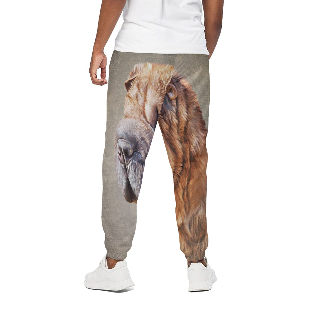 Vintage Shar Pei Print Cotton Pants