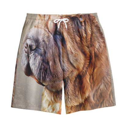 Vintage Shar Pei Print Cotton Shorts