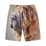 Vintage Shar Pei Print Cotton Shorts