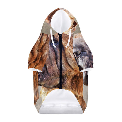 Vintage Shar Pei Print Dog Zip Up Hoodie
