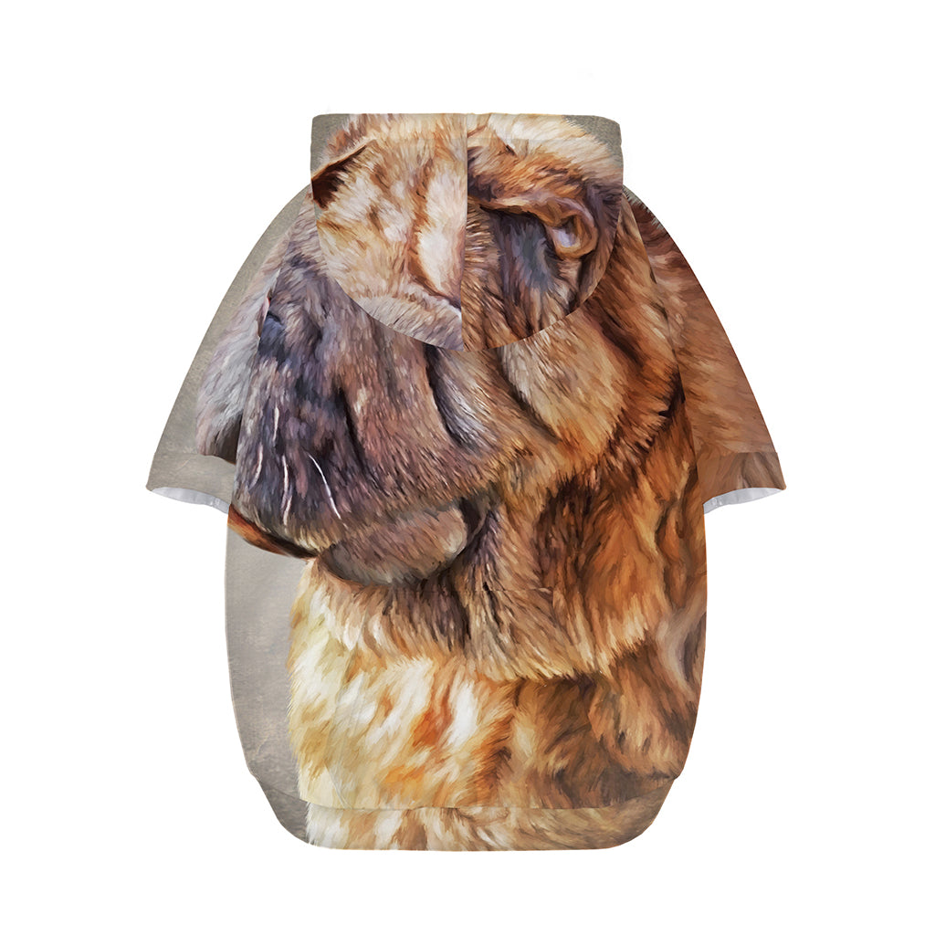 Vintage Shar Pei Print Dog Zip Up Hoodie