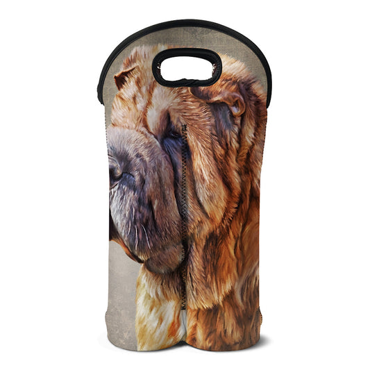 Vintage Shar Pei Print Double Neoprene Wine Tote