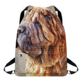 Vintage Shar Pei Print Drawstring Backpack