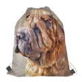 Vintage Shar Pei Print Drawstring Bag