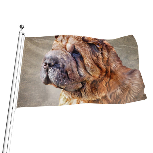 Vintage Shar Pei Print Flag