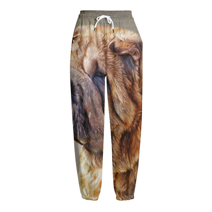 Vintage Shar Pei Print Fleece Lined Knit Pants