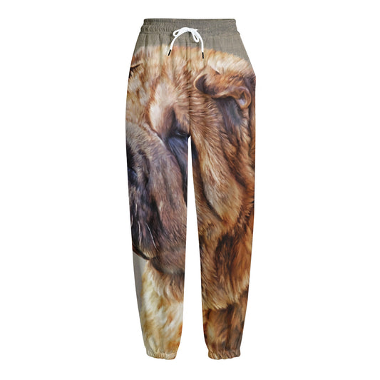 Vintage Shar Pei Print Fleece Lined Knit Pants