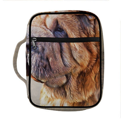Vintage Shar Pei Print Front Pocket Bible Bag