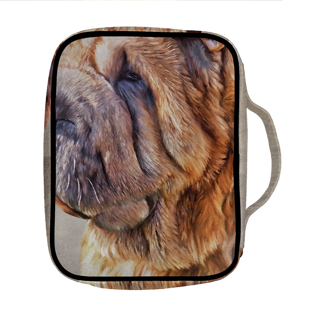 Vintage Shar Pei Print Front Pocket Bible Bag