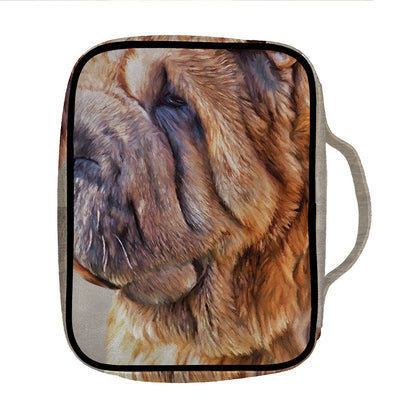 Vintage Shar Pei Print Front Pocket Bible Bag