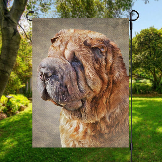 Vintage Shar Pei Print Garden Flag