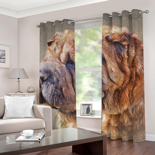 Vintage Shar Pei Print Grommet Curtains