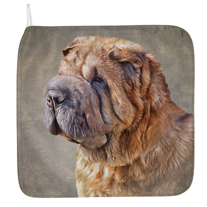 Vintage Shar Pei Print Hand Towel